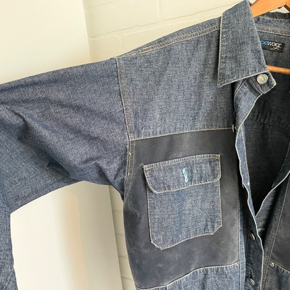 Vintage Y2K Icewear Ice T Denim Jacket Faux Suede Patchwork Dark wash Spellout L - Picture 8 of 16